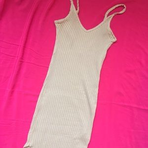 mini beige rib knit dress